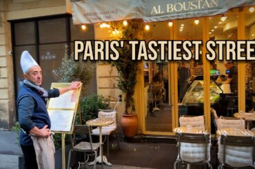 Street food on Rue Montorgueil, Paris. The most delicious street in Paris!