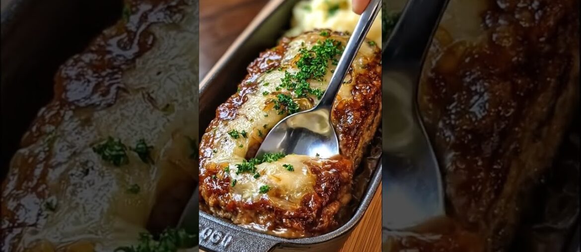 French Onion Meatloaf with Gruyère Cheese #youtubeshorts #food #bonnecuisine #beef #cooking #explore