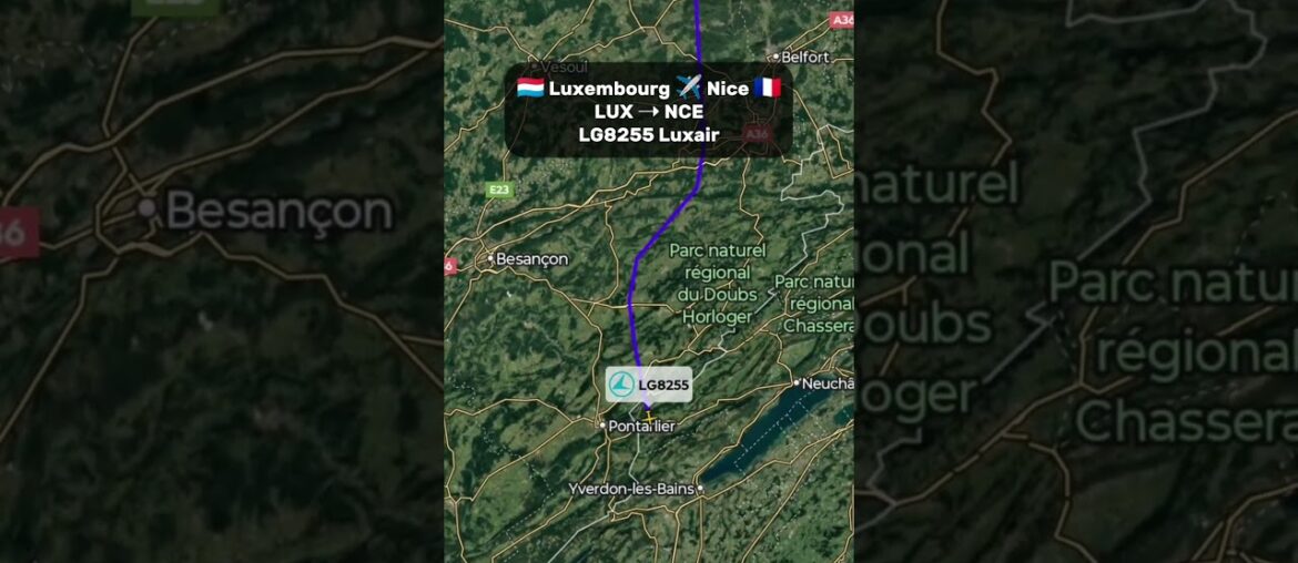LUXEMBOURG 🇱🇺 TO NICE 🇫🇷 Flight Route Luxair LG8255 #aviation #travel #flight #shorts #wayvana