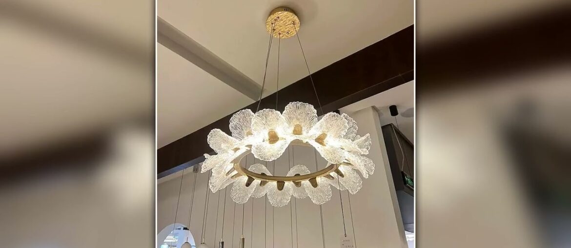 Luxury French Round Chandelier For Home Living Dining Room White Carved Acrylic Flower Hanging