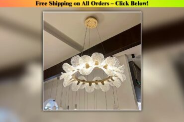 Luxury French Round Chandelier For Home Living Dining Room White Carved Acrylic Flower Hanging
