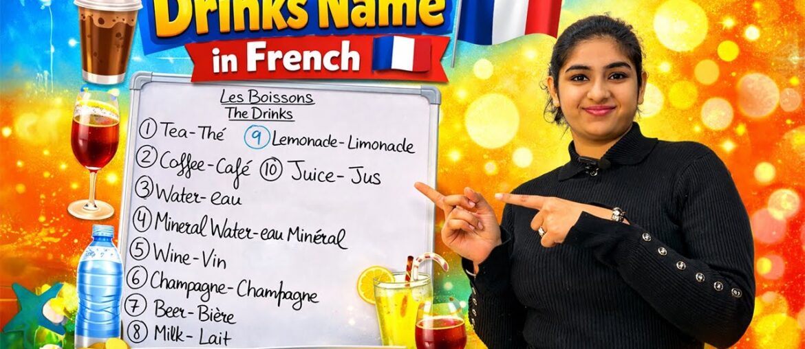 Drinks in French | French Drinks Vocabulary | Drinks Name in French | Bonjour Divu!