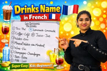 Drinks in French | French Drinks Vocabulary | Drinks Name in French | Bonjour Divu!