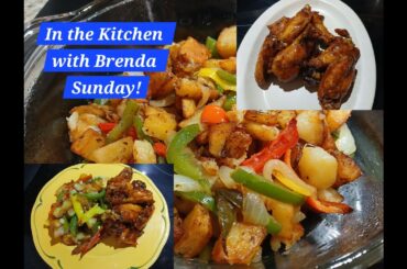 BUFFALO WINGS AND FRIED POTATOES! I AM COOKING A DELICIOUS SIMPLE SUNDAY DINNER! DIY UPDATES!
