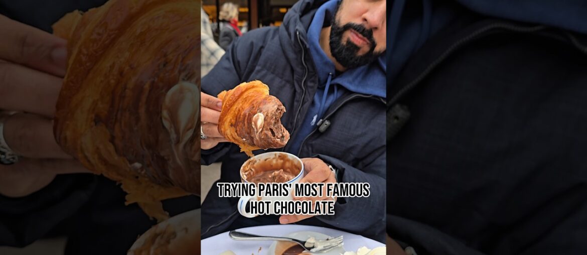 This is the Most Famous Hot Chocolate in Paris and we queued almost an hour for it! #caretteparis