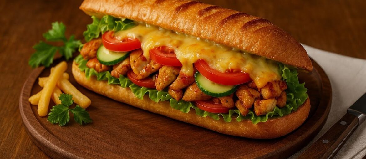 Baguette with chicken.