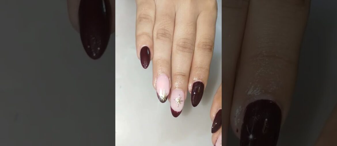 nails cravings girls every time, simple nail, wine 🍷 Nail, golden chrome art, ✨ French wine ,art
