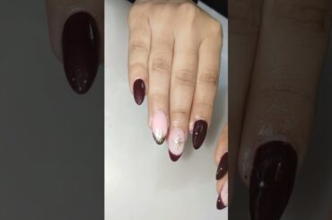 nails cravings girls every time, simple nail, wine 🍷 Nail, golden chrome art, ✨ French wine ,art