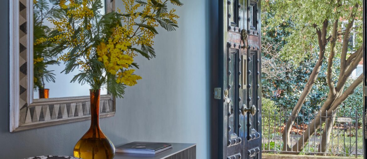Entrance hallway in a renovated South Kensington townhouse, London, UK [4601x5999]
