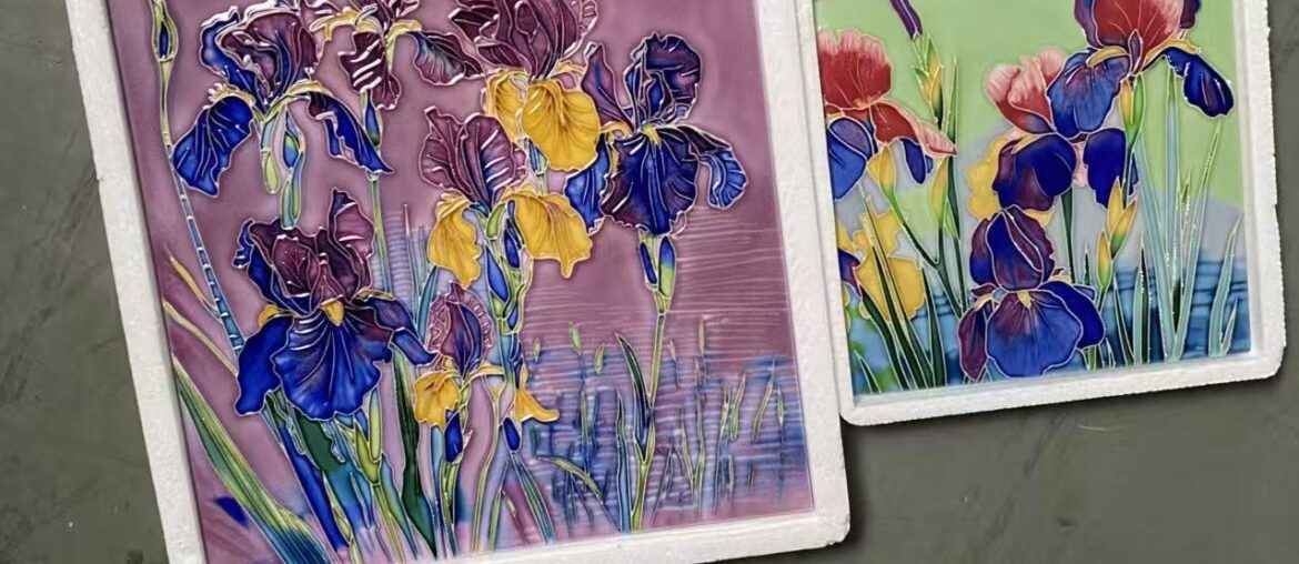 Help me choose! Which color palette for these 3D Iris porcelain tiles looks better for home decor?