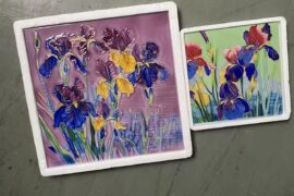 Help me choose! Which color palette for these 3D Iris porcelain tiles looks better for home decor?