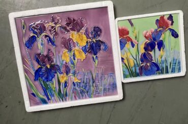 Help me choose! Which color palette for these 3D Iris porcelain tiles looks better for home decor?