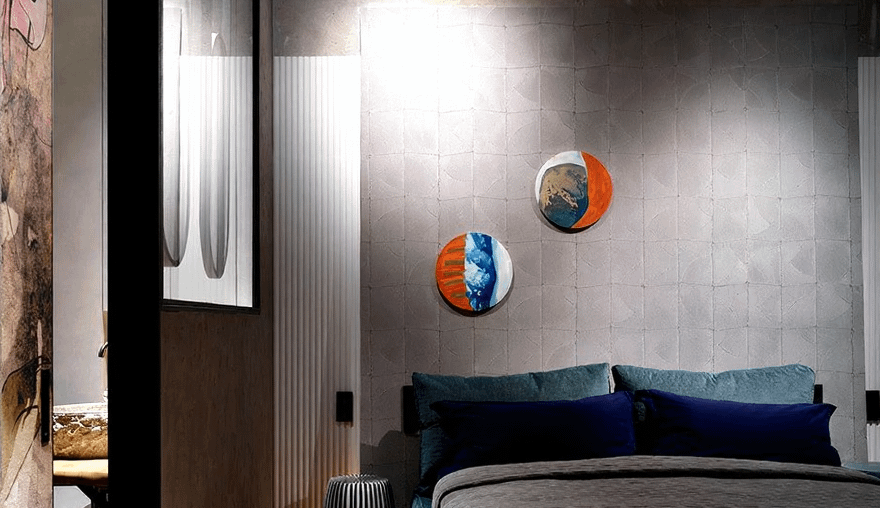 Modern Brutalist style bedroom in Barcelona [880x1184]