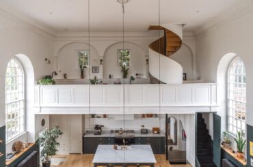 Former 18th-century chapel converted into a tall open plan living space, Marshfield near Bath, South Gloucestershire, England [1600x1067]