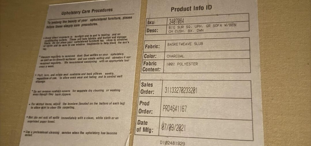 Pottery barn couch with west elm tag?