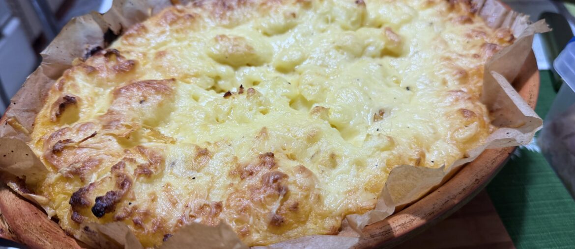 Reinterpretation of Moussaka. House raised pork, ground meat, mashed potatoes, spices, and on top, cheddar. ( meat has olive oil, the whole thing has a light tomato sauce) along with sauerkraut. Winter food that I love