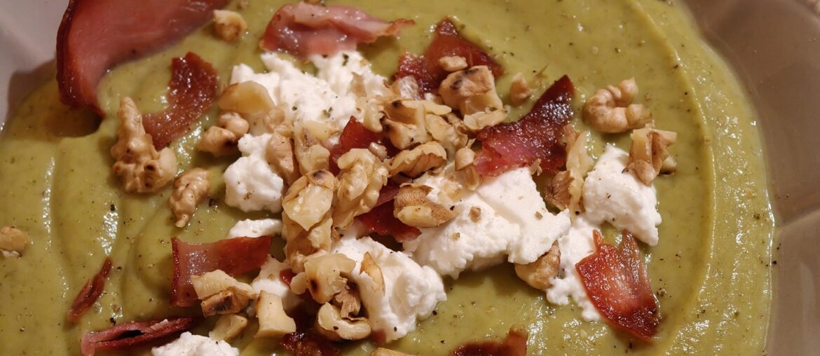 Velouté brocolis Chèvre bacon