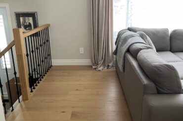 What should I do with this weird open space behind my couch (overlooking the front hall)?