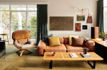 Light-filled living room in a renovated Mid-century modern residence originally designed by architect Charles Victor Dumbrell in 1959, Kew, Melbourne, Victoria, Australia [6250x3515]