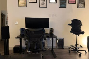 buying a printer (& cleaning up the cables). should i buy a small black cabinet for beneath the desk, or a bigger one for the right of the desk?