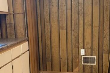 Peel & Stick wall paper over wood paneling