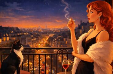 Noir Lounge Jazz 🍷 | Smooth Late Night Vibes with Wine & Cat