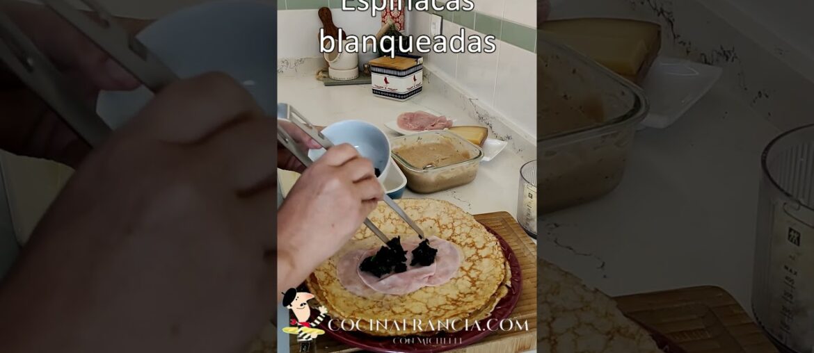 Receta francesa de crepes rellenas de jamón, espinacas y bechamel