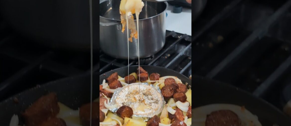 camber au four accompanied with potatoes and chorizos #french #cheese #deliciousfood #homemade