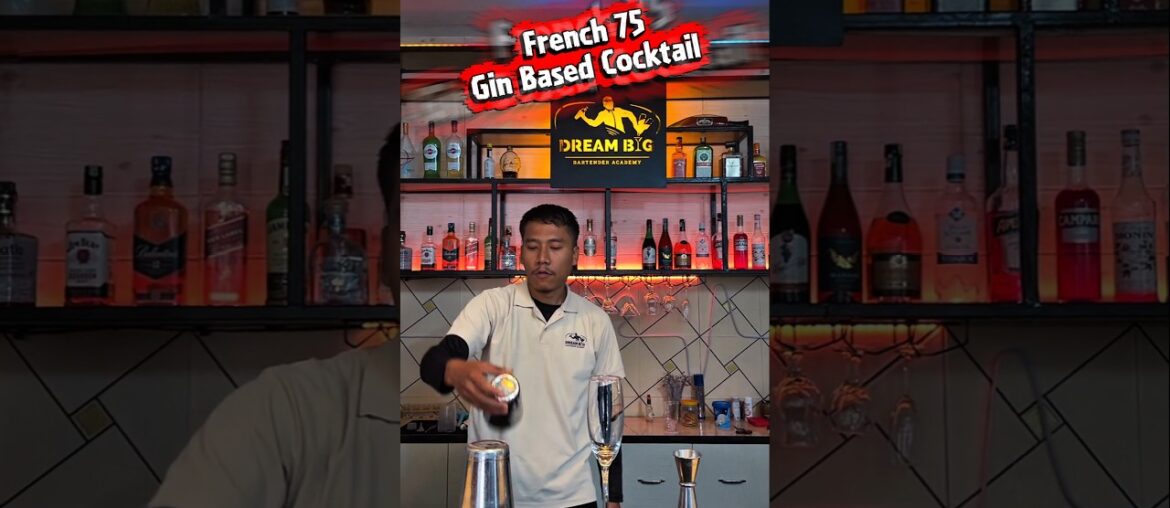 French 75, Gin Based Cocktail with flaring #cocktail #bartender #nepal #india #flaring #india #gin