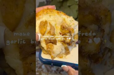 POV: Late Night Cheesy Garlic Bread 🥖✨ (ASMR) #shorts #chickenalfredo #italianfood