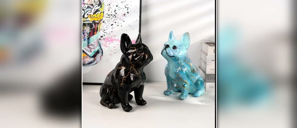 Simple Colour Glitzy French Bulldog Art Statue Office Porch Wine Desktop Home Decor Crafts Family