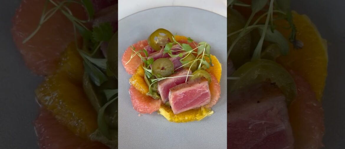 Torched Tuna Fruit Salad & Bread French Dinner #Restaurant