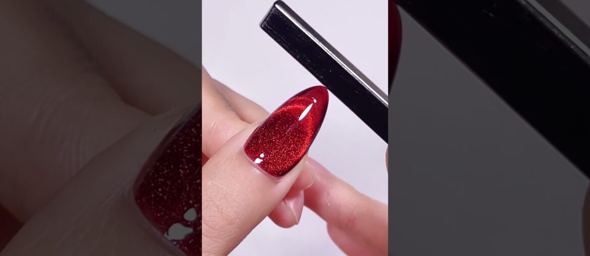 Wine Red Cat Eye French Tip Nail Tutorial#rarjsm #rarjsmgelpolish #cateyenails #frenchtipdesign