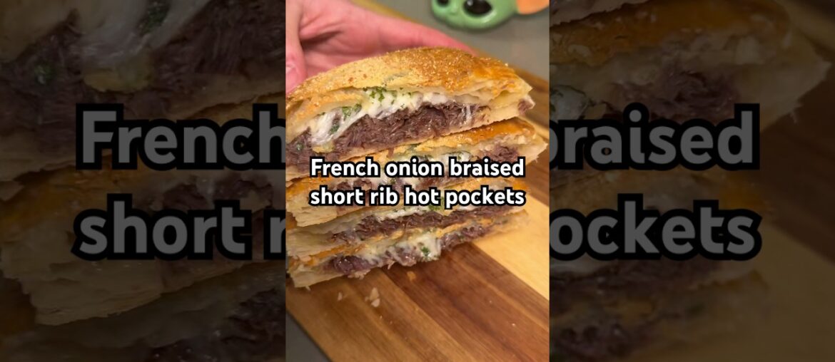 These French Onion Braised Short Rib Hot Pockets are actually insane. *Recipe on my other socials*
