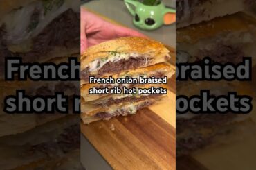 These French Onion Braised Short Rib Hot Pockets are actually insane. *Recipe on my other socials*