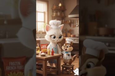Today’s Mini Chef Recipe- French Fries 🍟 #cat #frenchfries #chefcat #frenchfood