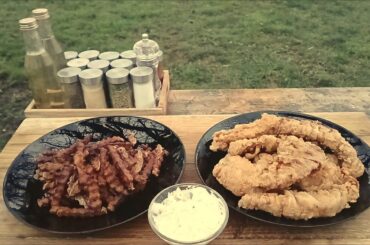 Fried Pork Thighs And Crinkle Fries