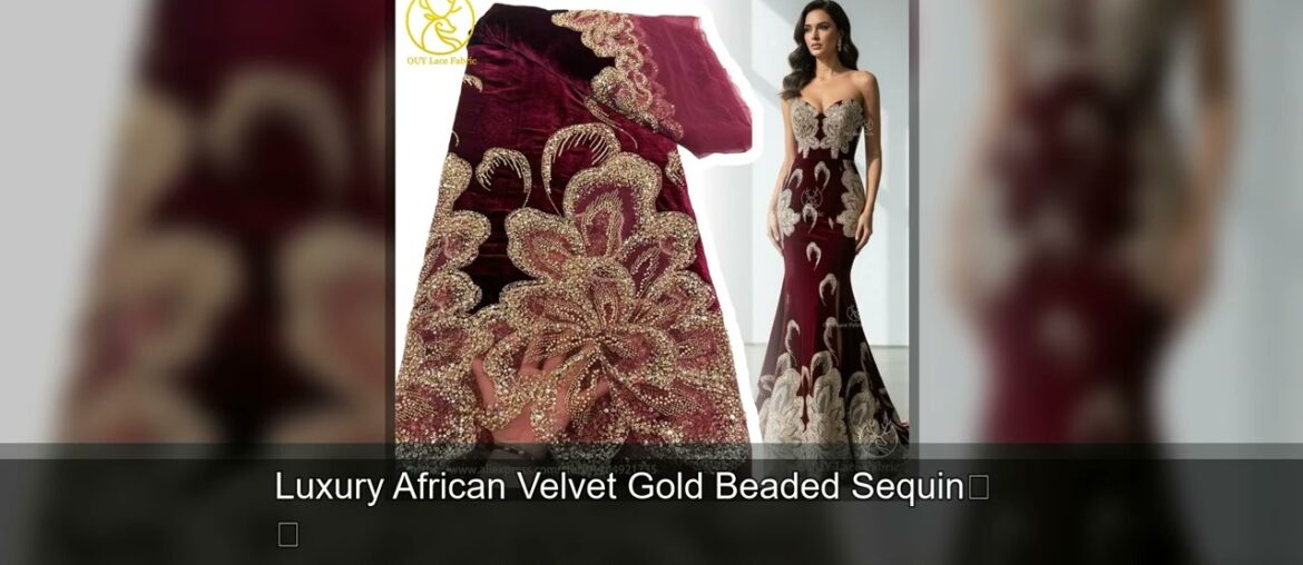Luxury African Velvet Gold Beaded Sequin Lace Fabric 2025 Wine Red Groom Embroidery Fabric Fren
