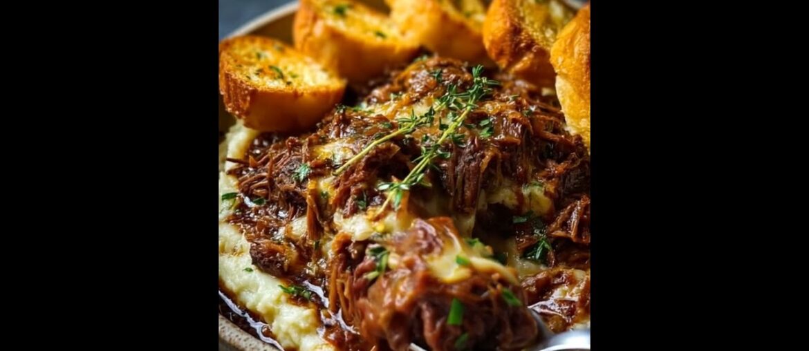The Ultimate French Onion Braised Beef Melt🔥 #comfortfood #viral #shorts
