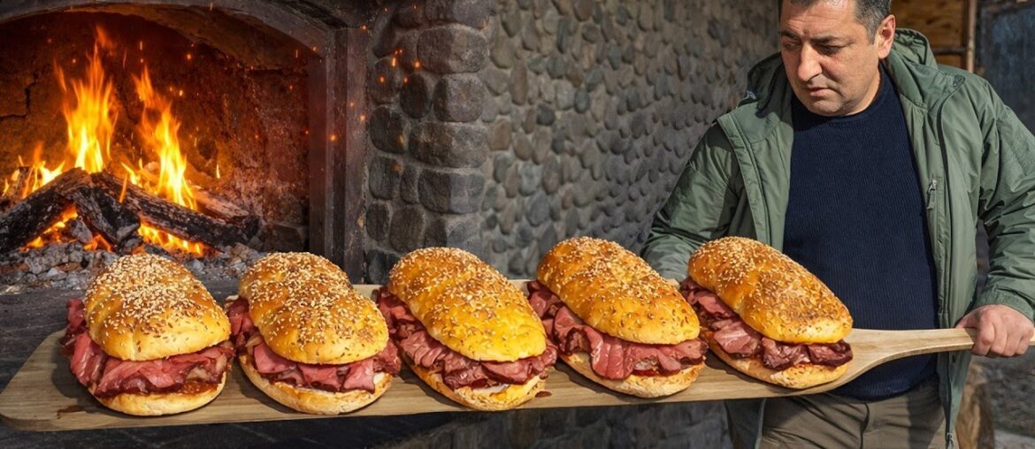 A Heavily Loaded French Dip Beef Sandwiches!