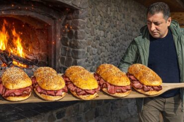 A Heavily Loaded French Dip Beef Sandwiches!