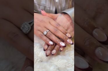 Red wine 🍷 French on cat eye nails (acrylic) #ytshorts #shortsfeed