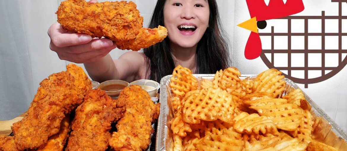 Could This Be The BEST Chicken Tender in LA?! BRUXIE Chicken & Waffles | Mukbang ASMR Eating Show