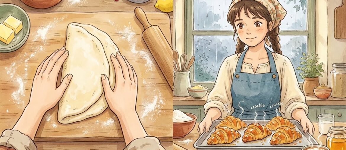 Baking Croissants in a Rainy French Cottage 🌧️ 🥐 | Ghibli Style ASMR