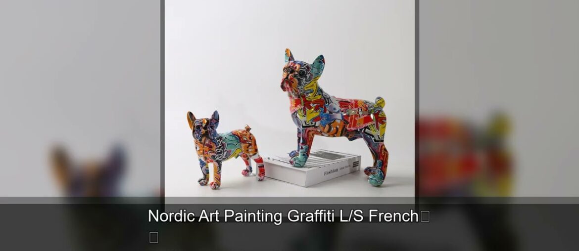 Nordic Art Painting Graffiti L/S French Bulldog Creative Resin Crafts Home Decoration Wine Cabi