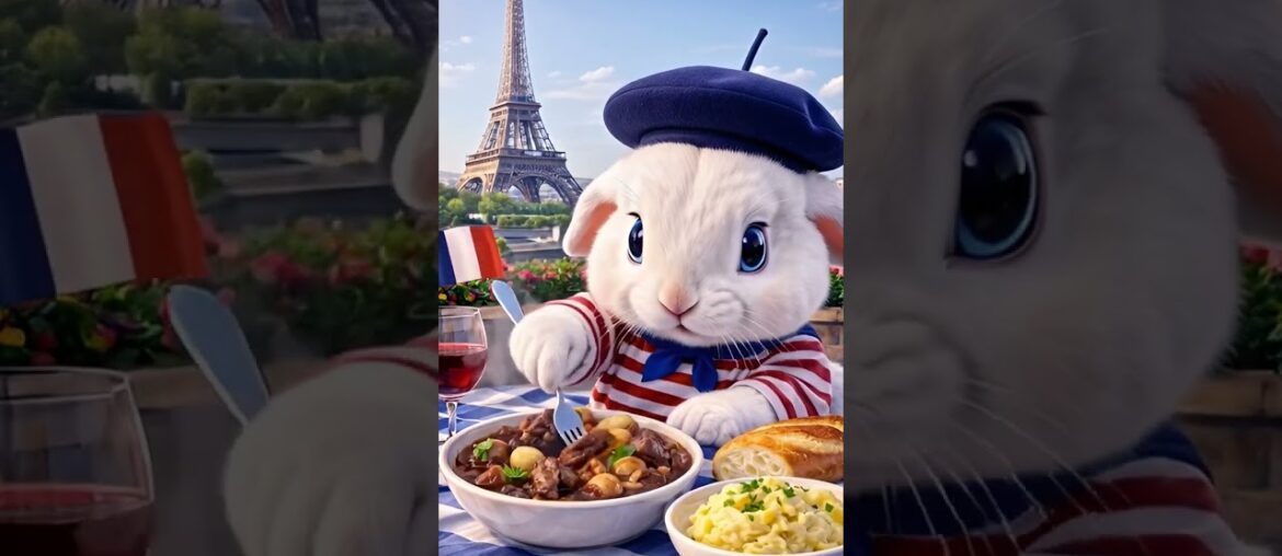 Cute Bunny Eats French Food in Paris 🇫🇷🐰 | ASMR Eating