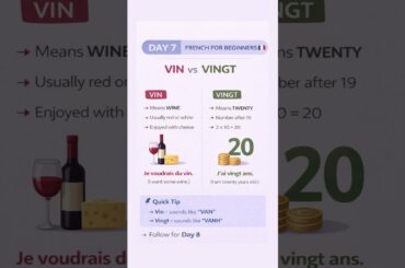 VIN  vs VINGT 🇫🇷 | French for Beginners |  #youtubeshorts #shorts #shortsfeed