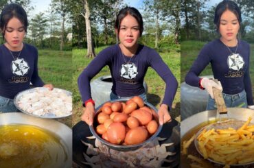 Amazing cooking French fries and chicken wing recipe