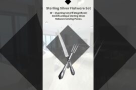 BF - Stunning Set of 8 Magnificent French Antique Sterling Silver Flatware Serving Pieces.