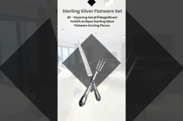 BF - Stunning Set of 8 Magnificent French Antique Sterling Silver Flatware Serving Pieces.